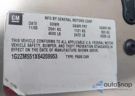 2008 Pontiac G6 from USA, damaged, VIN 1G2ZG57B684100006